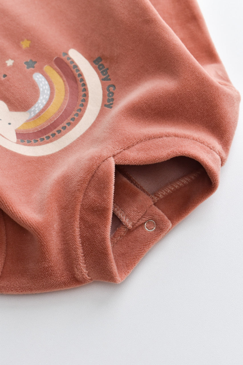 Salopeta Curcubeu cu maneca lunga si botosei din 80%bumbac organic si 20% poliester - , BabyCosy